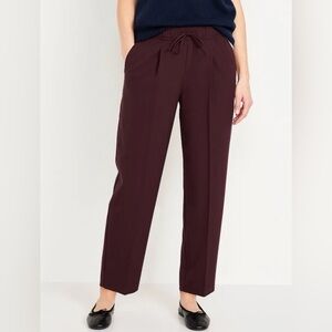 Old Navy Women's High-Waisted Billie Straight Trousers Burgundy